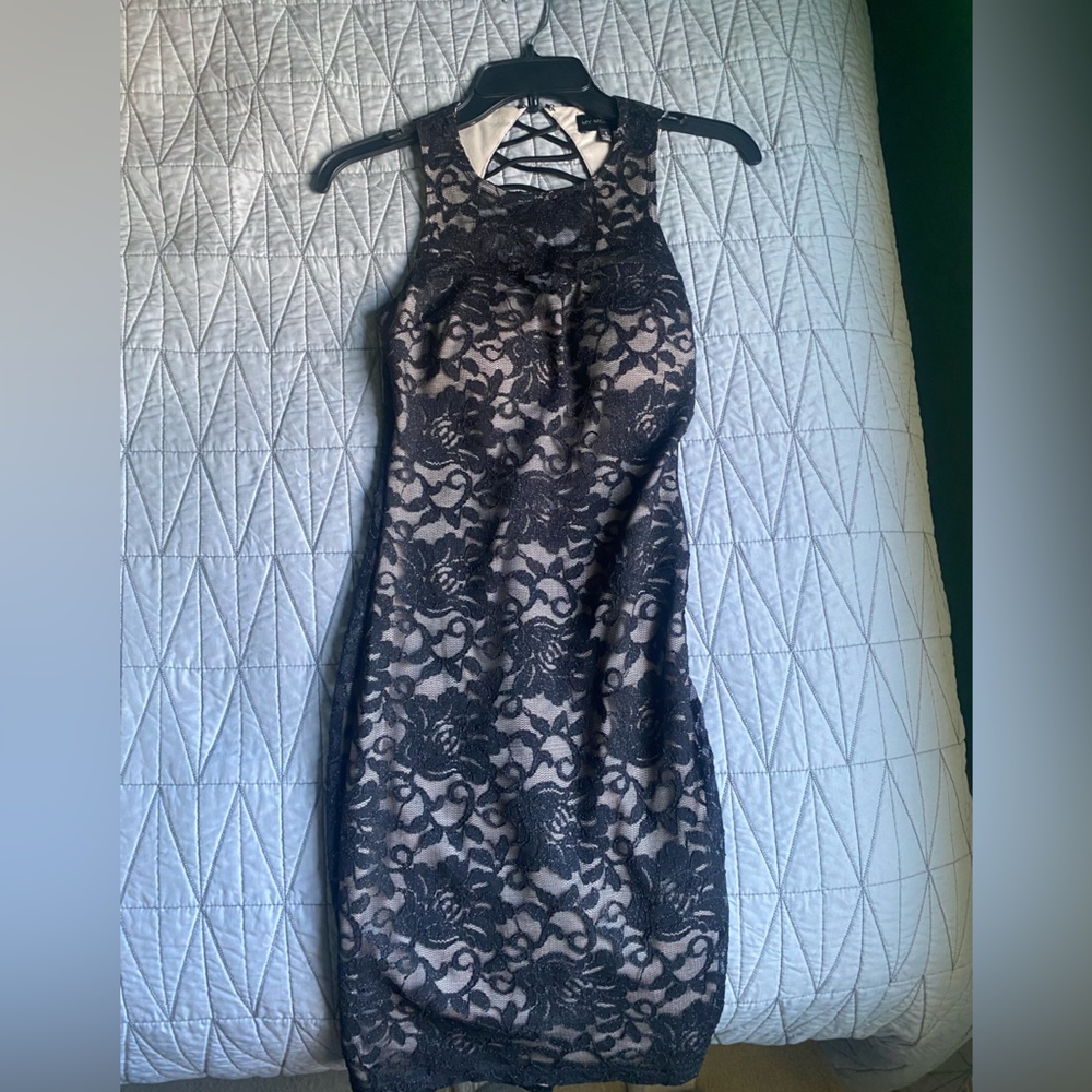 Lace and glitter black formal dress, size 1